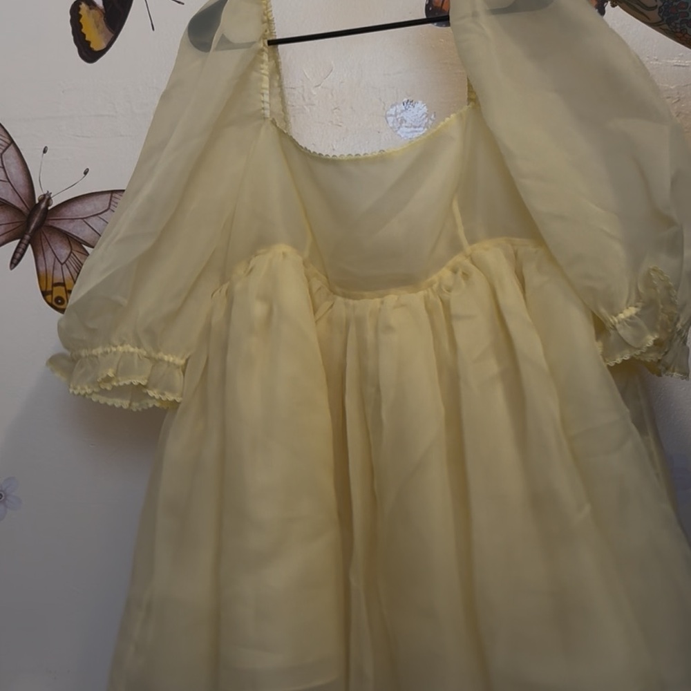 Selkie Yellow Puff Sleeve Dress